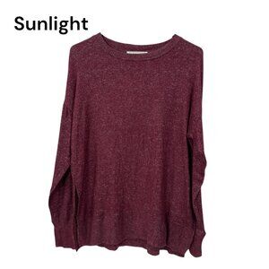 Planet Gold Women SZ M  Marled Knit Burgundy Pullover Tunic Sweater Side Slits